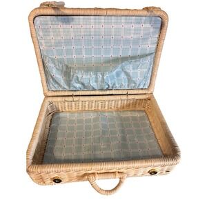 Vintage American Girl Pleasant Company Bitty Baby Wicker Flower Lined Suitcase
